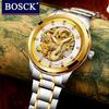 BOSCK automatisk mekanisk klokke i rustfritt stål, vanntett herreklokke