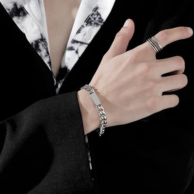 Cuban Bracelets, Men's Trendy Niche Design, Simple Bracelets, Boys' Bracelets, Hip-hop Men's Accessories, Titanium Steel Jewelry.