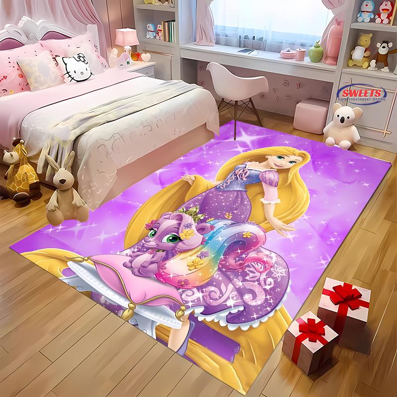 3D Princess Cartoon Carpet, Princess Rapunzel Living Room Bedroom Bed Mat, Modern Simple Style, Non-slip Durable Rug Fast Arrive