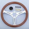 JDM 14inch 358mm Copy Wood Steering Wheel Black Silver Spoke JDM Universal Classic Sports Steering Wheel
