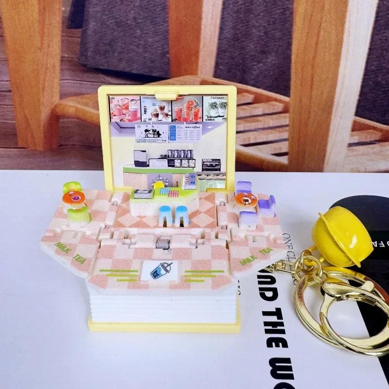 3d Dinosaur Castle Folding Book Keychain Pendant Cartoon Astronaut Soccer Field Pendant Anxiety Stress Children Kids Toy