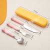 Creative Cartoon Stainless Steel Fork Spoon Chopsticks Three Piece Set Cute Student Spoon Chopsticks Portable Tableware Set For