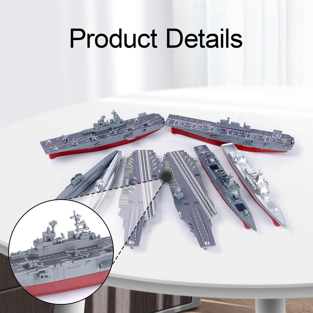 8 Pieces 4D Aircraft Carrier Model Kit To Build Naval Patrol Boat Playset Desk Decor Warship