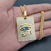 Egypt Iced Out Bling Oko Hórovo Přívěsek Zlatá Barva Nerezová Ocel Velký Čtvercový Náhrdelník pro Muže Egyptské Šperky Pánský Dárek 2025