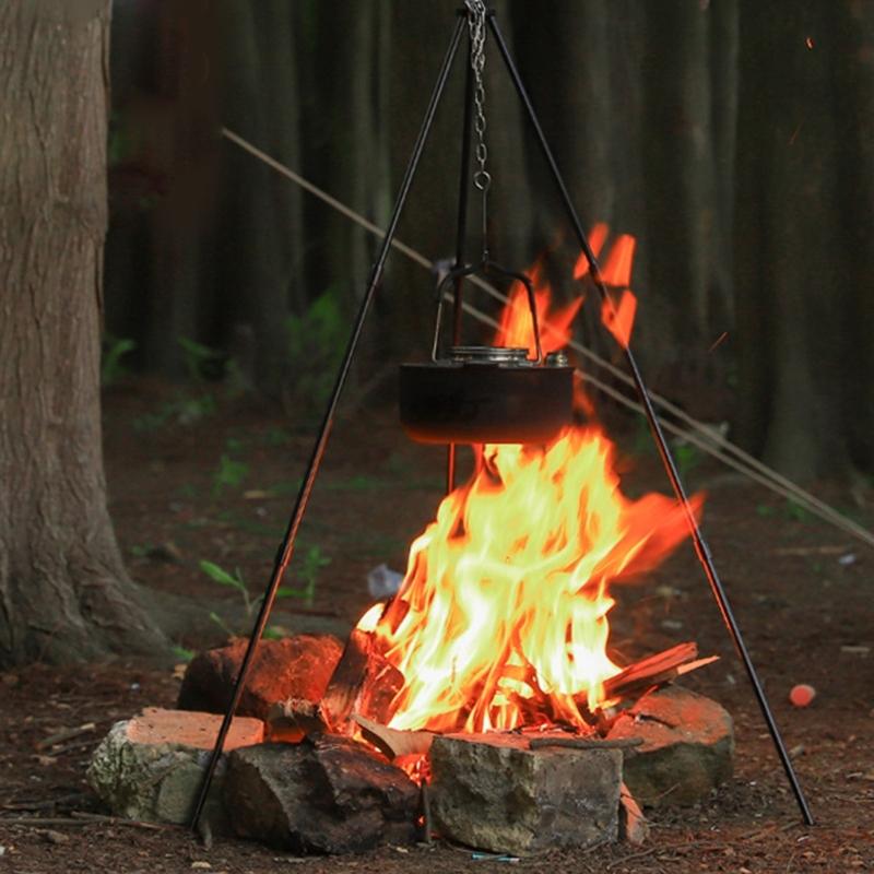 Campfire Cooking Tripod Set Adjustable Hanging Camping Tripod for Outdoor Picnic Camping Cooking Hanger with Storage Bag