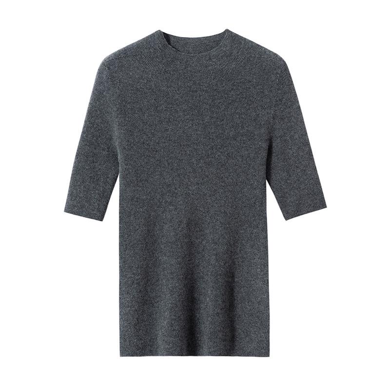Elegant Fine-Spun Cashmere Mid-Sleeve Knit Turtleneck Pullover