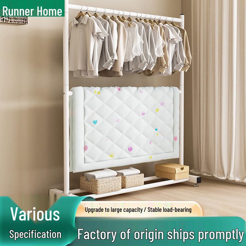 Single-Layer Clothes and Hat Rack for Bedroom or Balcony - Floor-Standing Design
