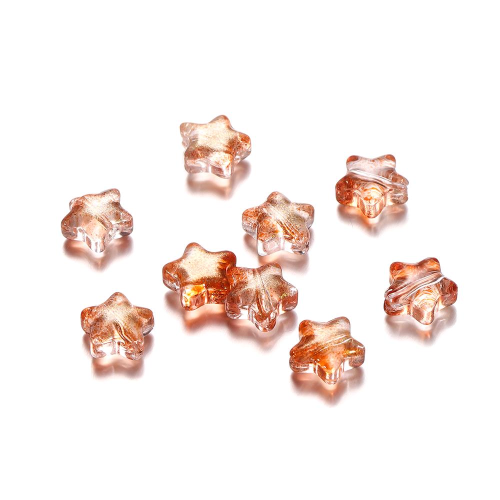 30pcs 8mm Colorful Five-pointed Star Glass Beads Loose Spacer Beads for DIY Handmade Jewelry Making Bracelet Accessories