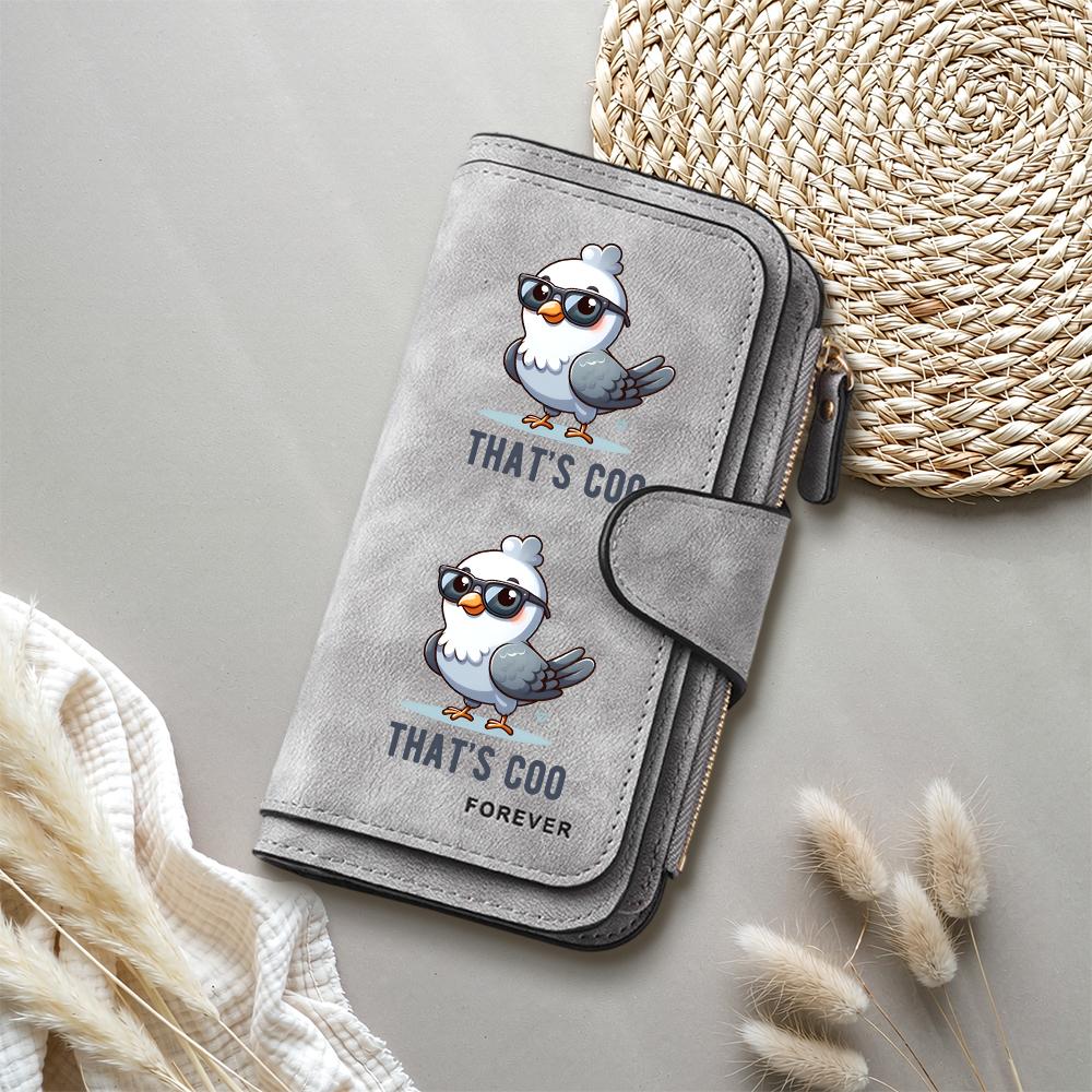 Cute Cartoon Pigeon Long Wallet Fashion Casual Zipper Card Holder Portable PU Leather Purse