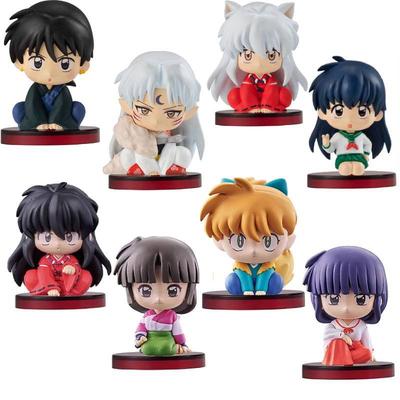 4Pcs/8Pcs/Set Inuyasha Sitting Q Ver, Anime Figure Higurashi Kagome Kikyou Shippou Sango Toy PVC Action Figurine Model Doll Gift