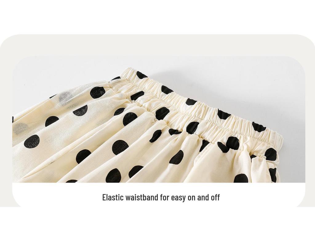 Kay Baby Girl Polka Dot Cotton Culottes - Summer 2025 Mosquito-Proof, Lightweight Thin Pants for Girls