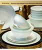 Tangshan Bone China Tableware Set: Underglaze Rice Bowls, Plates, Noodle & Soup Bowls, Chopsticks Combination.