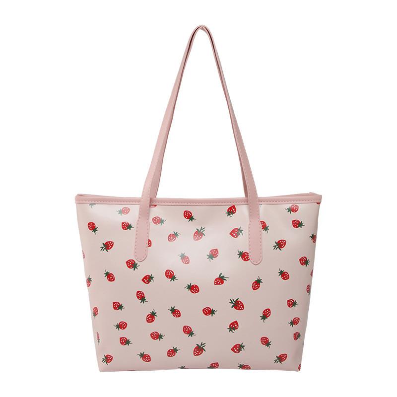 Cute Pink Butterfly Tote Bag For Daily Use Large Pu Handbag With Zipper Closure