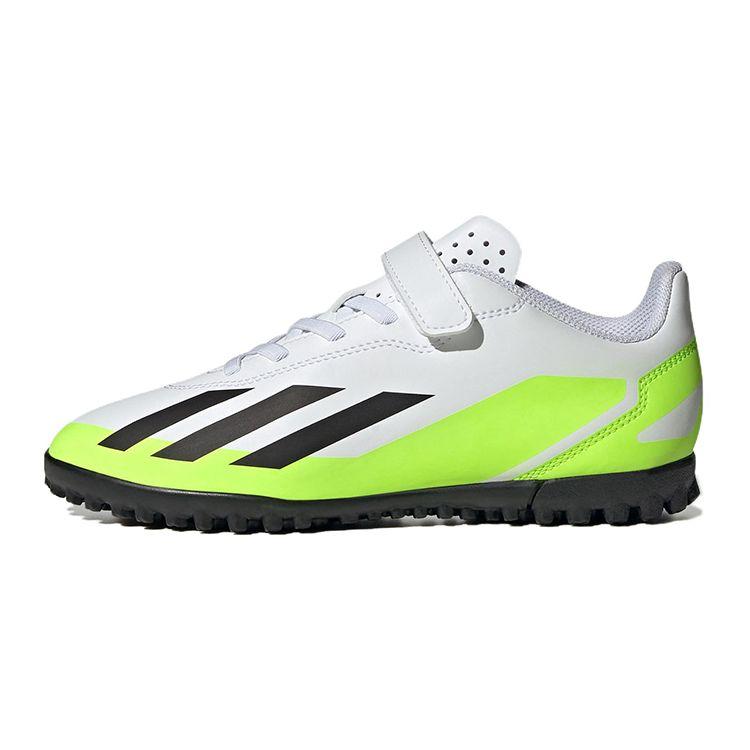 Adidas X Crazyfast.4 Hook-And-Loop Artificial Turf Non-Slip Low-Top Soccer Shoes Kids Soccer Shoes White Yellow Black IE1592