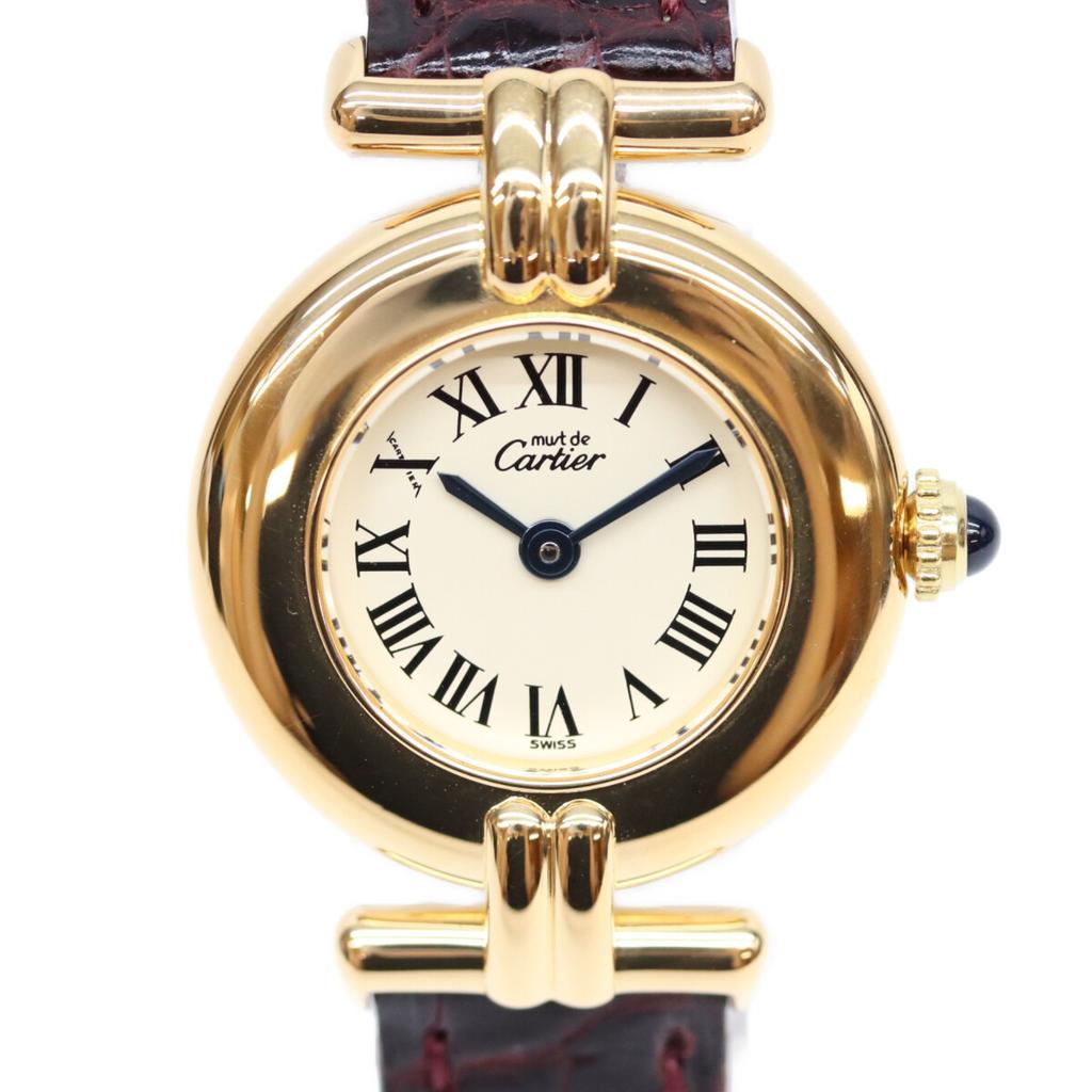 Cartier 1995 W1000654 925 Must Colise Vermeil SM Ivory Dial Quartz Leather Watches Gold/Ivory dialUsed