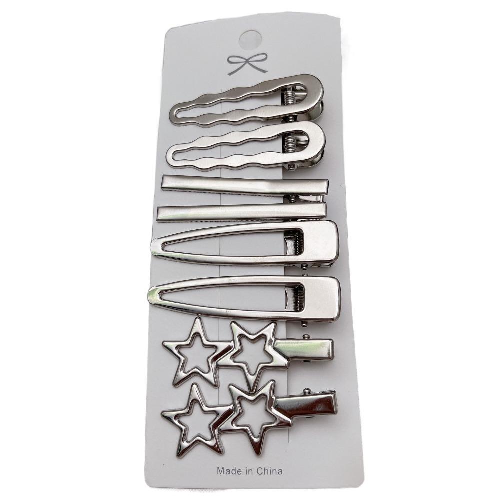 

8Pcs/Set Vintage Silver Y2K Hair Clip Set Metal Bangs Barrettes Retro Side Clips Women Girls F set