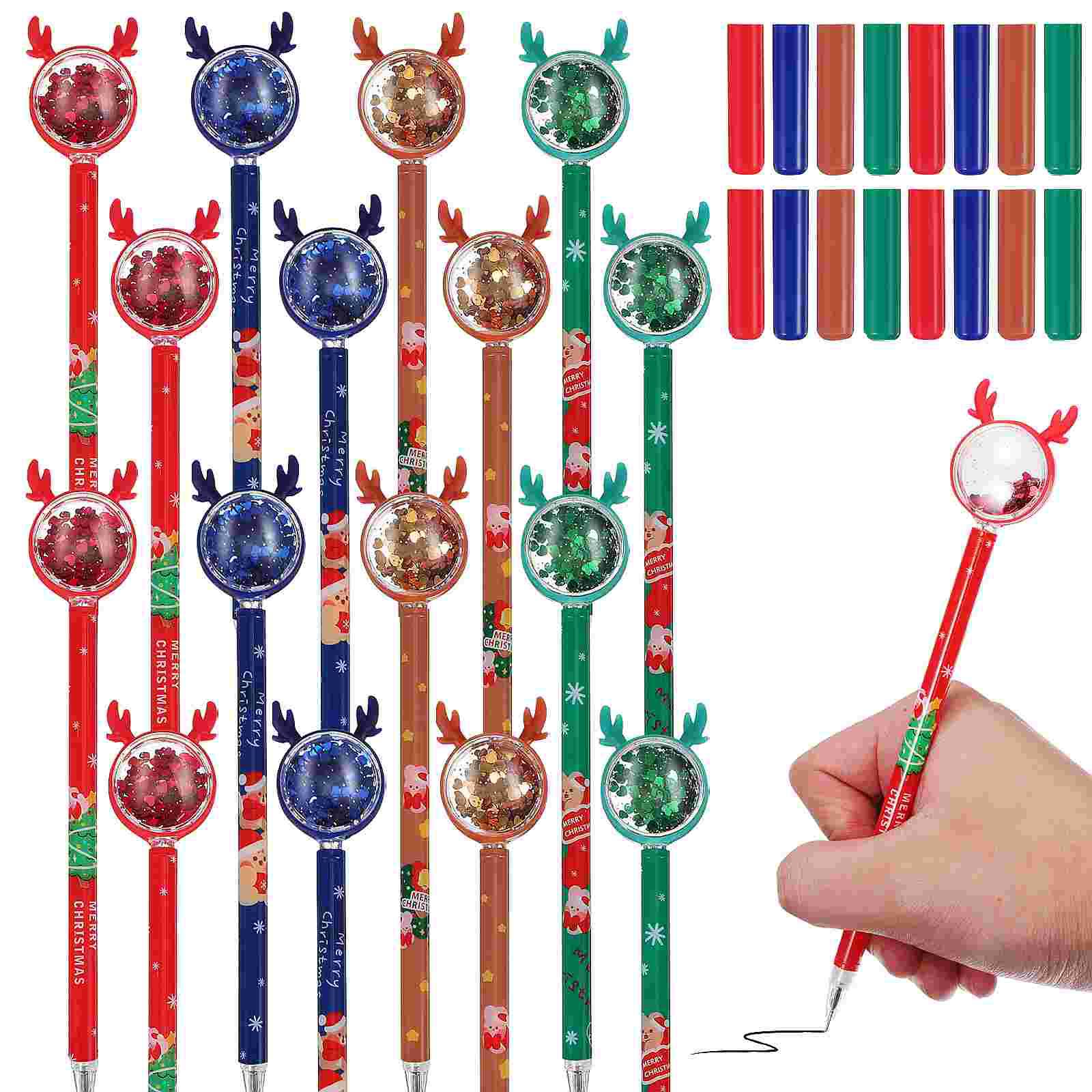 

36 Pcs Sequin Reindeer Christmas Pen Decoration Set Pens for Kids Bulk Plastic Gel Child XXL