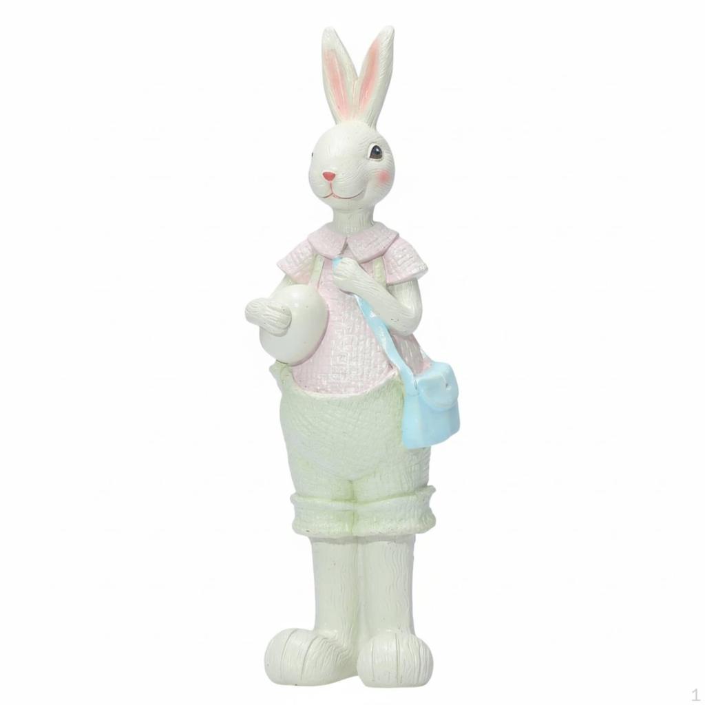 Resin Bunny Ornament HandPainted Paired Bunnies Figurines Easter Statues for Couples, Desktop