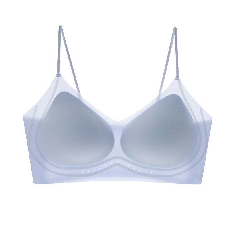 Summer ultra-thin bra women gather small breasts without steel rings, cool feeling, thin shoulder straps, no traces of beautiful back underwear