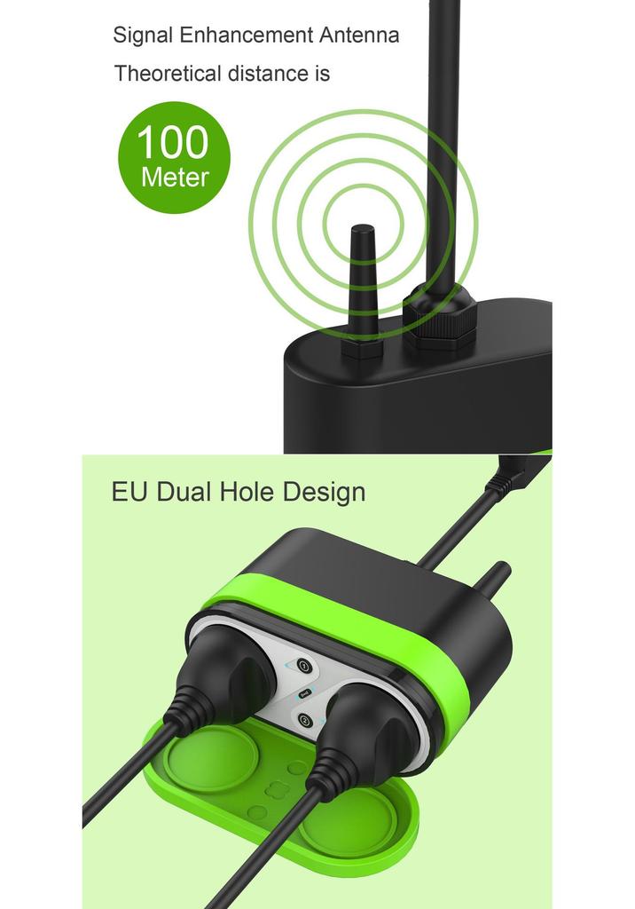 EU Waterproof Outdoor Smart Double Plug with Alexa - IP44 Graffiti Smart Home Timer Socket