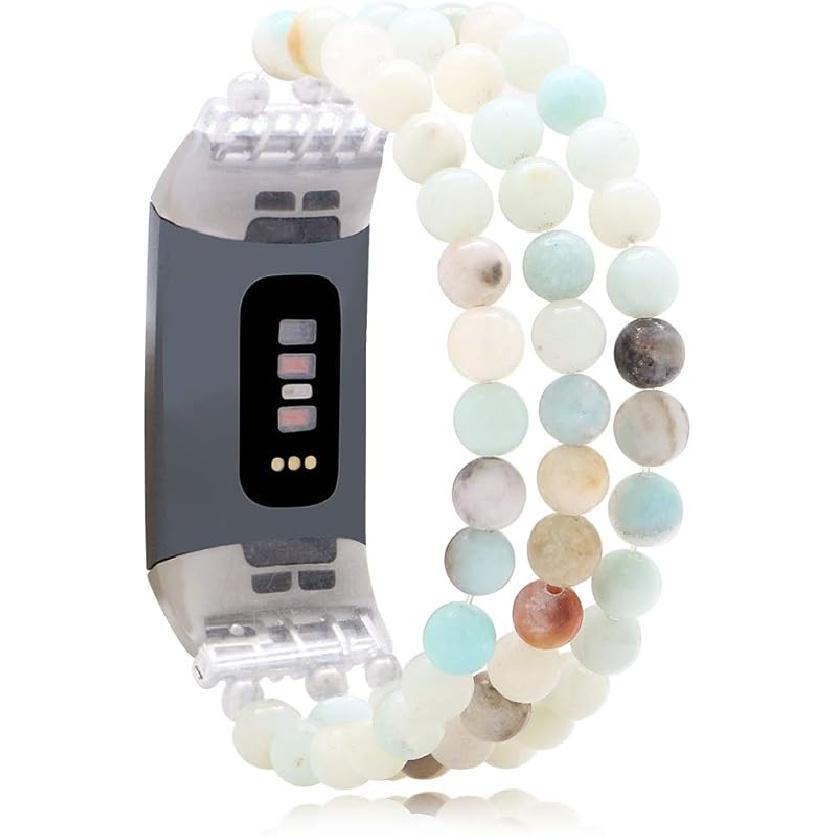 C&L Accessories Нарядный браслет с драгоценными камнями, совместимый с ремешками Fitbit Charge 3 Charge 4 Amazonite Stone