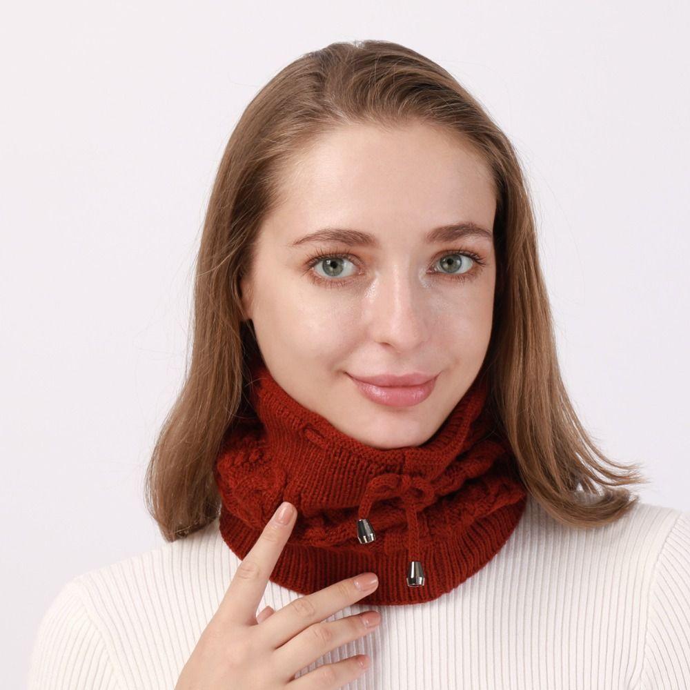 Vintage Thick Knit Beanies Cap Hat Ear Protect Soft Knitted Cap Hat Dual-purpose Women Head Wrap Outdoor Activities