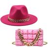 Hat For Women Autumn Winter New Party Jazz Fedora Hats With Fashion Luxury Oversized Chain Accessory Bag Two-piece Set