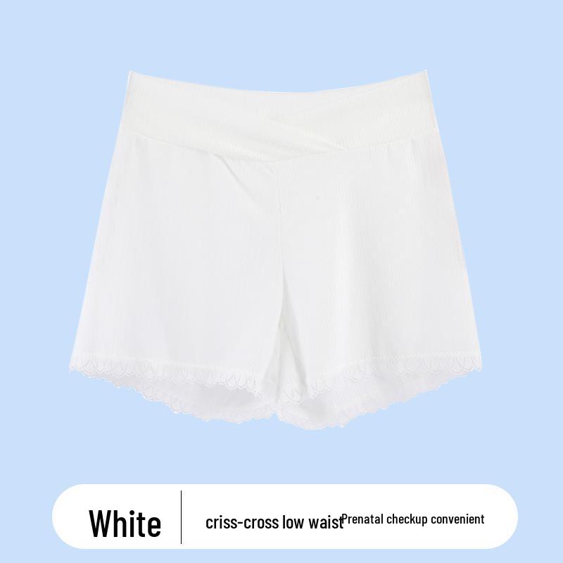 Pantaloni scurți de siguranță ușori cu talie joasă pentru maternitate: Suport din dantelă respirabil, cu elasticitate ridicată, pentru sarcină timpurie până la sarcină avansată