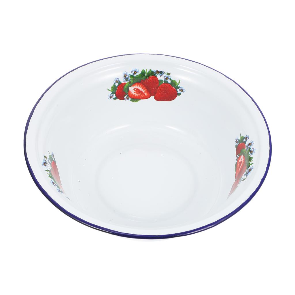 1 vnt. emalinis sriubos dubuo, senovinis, gilus maisto laikymo indas, retro ramen patiekimo lėkštė, salotų indas, baltas emalinis indų rinkinys