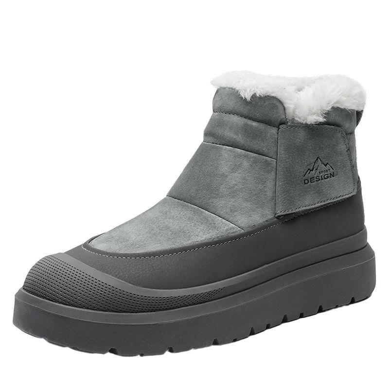 

Snow Boots for Men Winter Plush Warm Cotton Shoes Outdoor Non Slip Platform Boots Winter Warm Men s High Top Boots Botas Hombre 39 серый