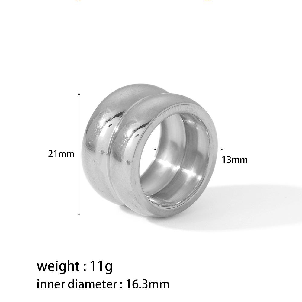 

Кольцо из нержавеющей стали 18 карат с широким краем и двухслойной текстурой, простые женские ювелирные изделия из титановой стали высшего качества