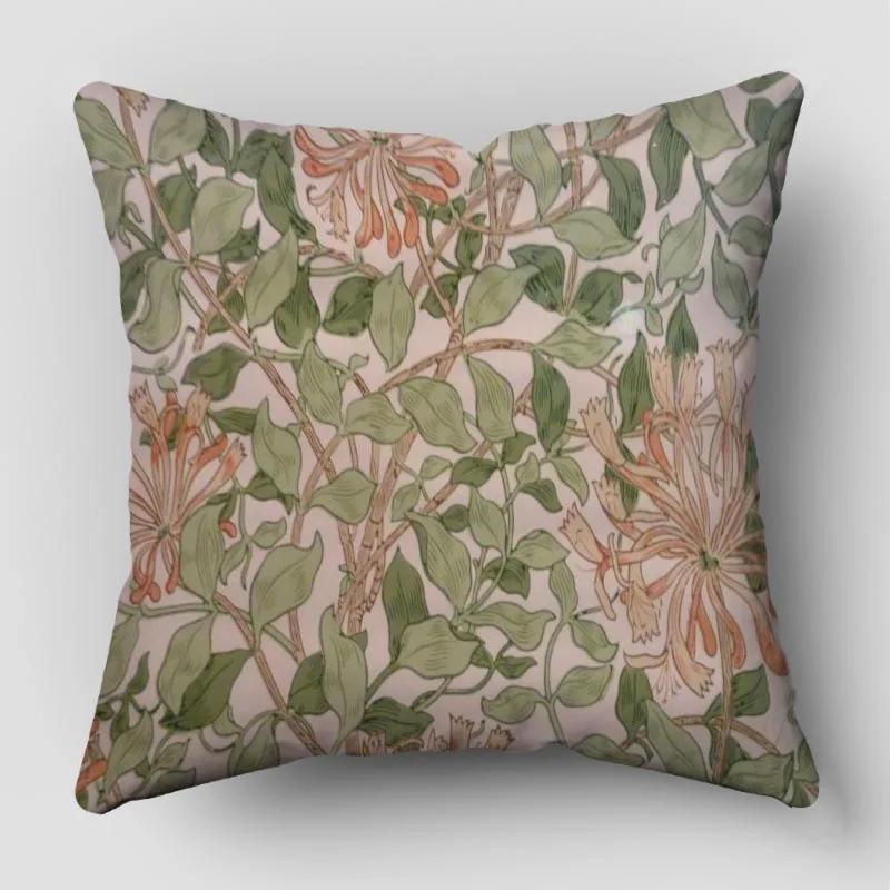 William Morris Pillow Cover Bedroom Home Office Decorative Pillowcase Square Zipper Pillow Cases Satin Fabric Eco-Friendly