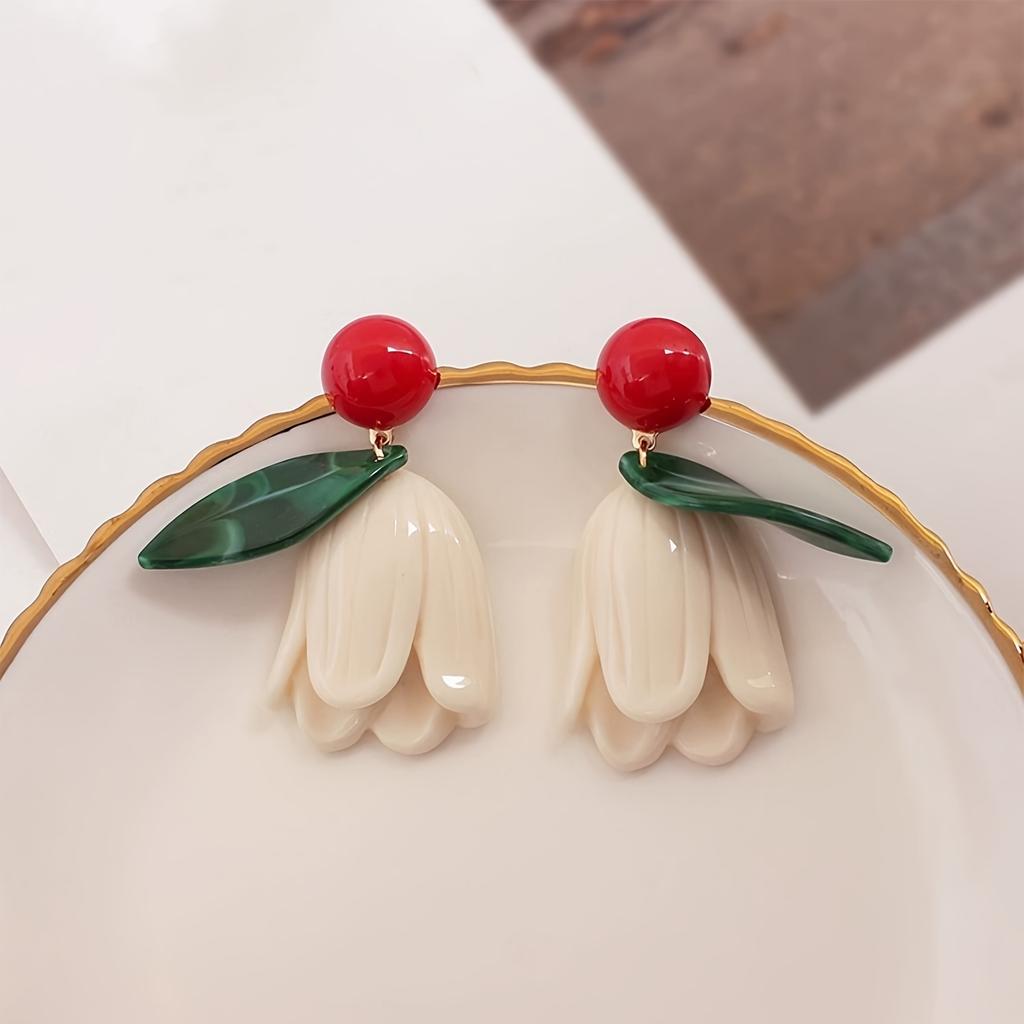 [Elegant Tulip Earrings] Chic Elegant Retro Tulip Flower Dangle Earrings | for Women