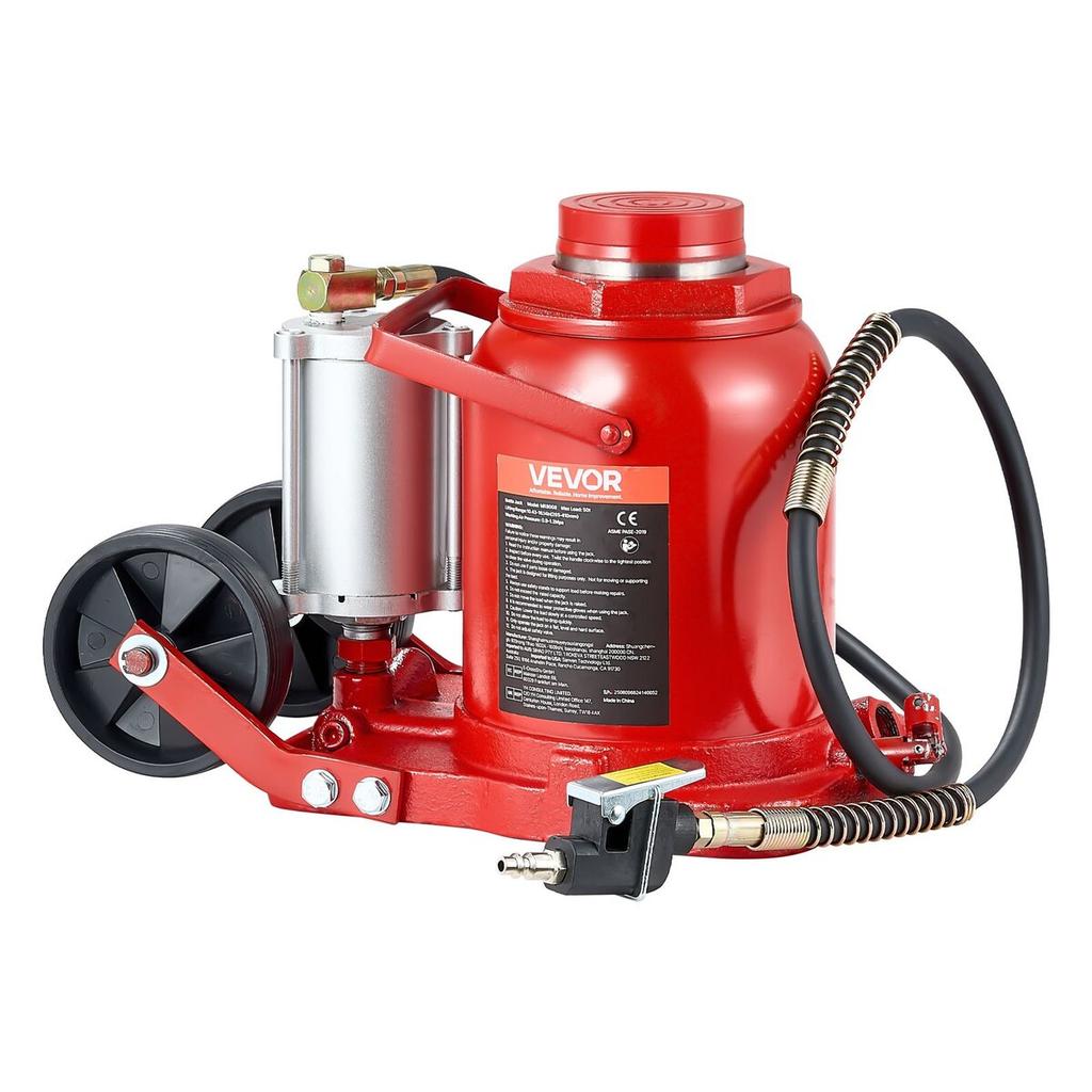 Air Hydraulic Bottle Jack, 50 Ton (110231.5 Lbs) Capacity, 265-410 Mm Lifting Range, Pneumatic/Manual Heavy Duty Welded Bottle Jack with Pump for SUV,