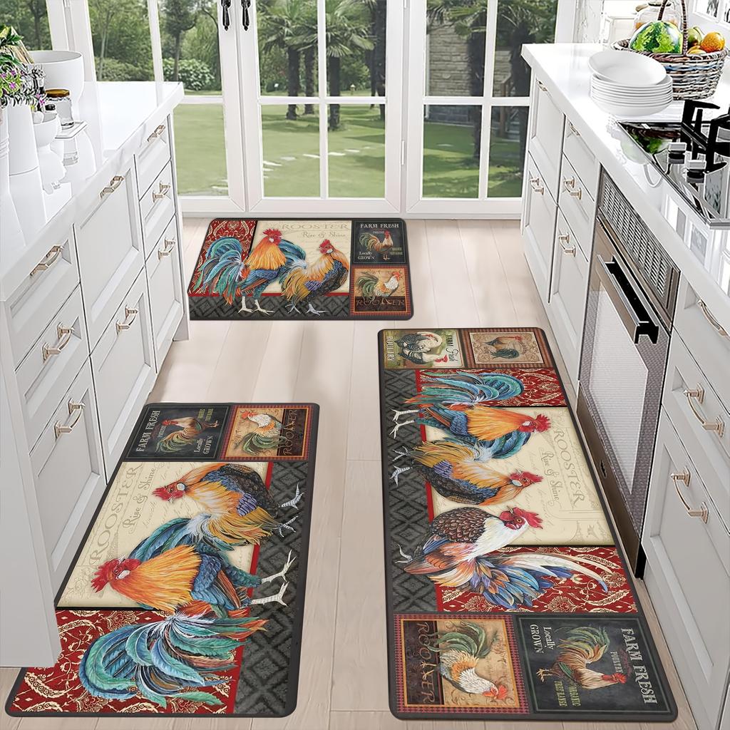 1 szt. Dywanik kuchenny z wzorem koguta Maty drzwiowe antypoślizgowe Pop design Dywanik łazienkowy Mata łazienkowa Dywan do domu Zlewu Dekoracja pralni