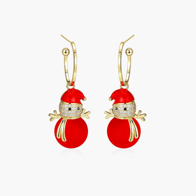 New S925 Silver Needle Christmas Collection Asymmetrical Earrings: Sweet & Cute Holiday Gifts for Women