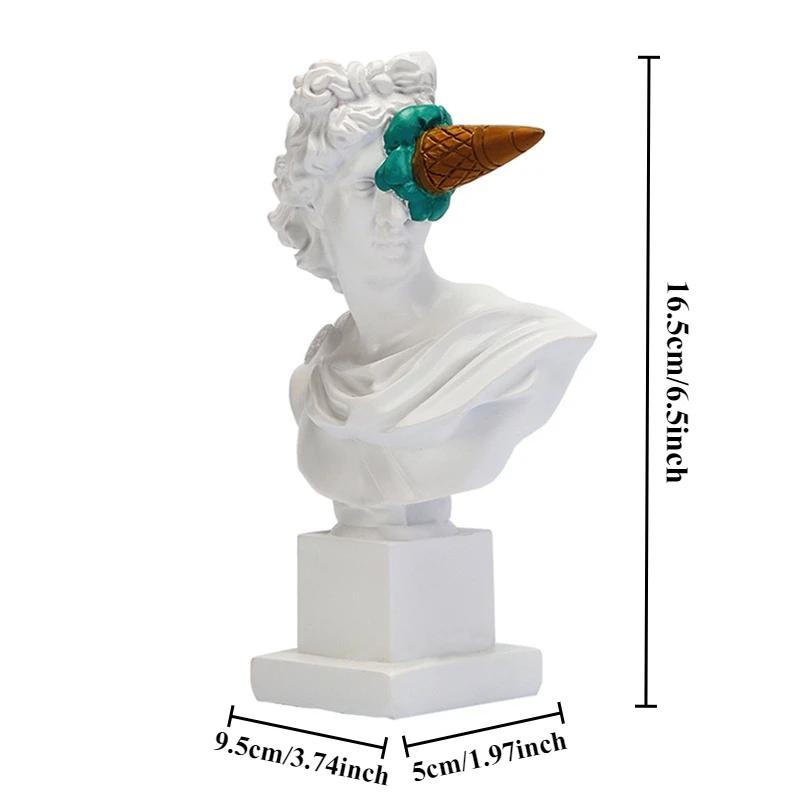 16.5cm Apollo Sculpture  Abstract Greek God Character Statue White Resin Creative Ice Cream Home Office Desk Decor Art Ornament
