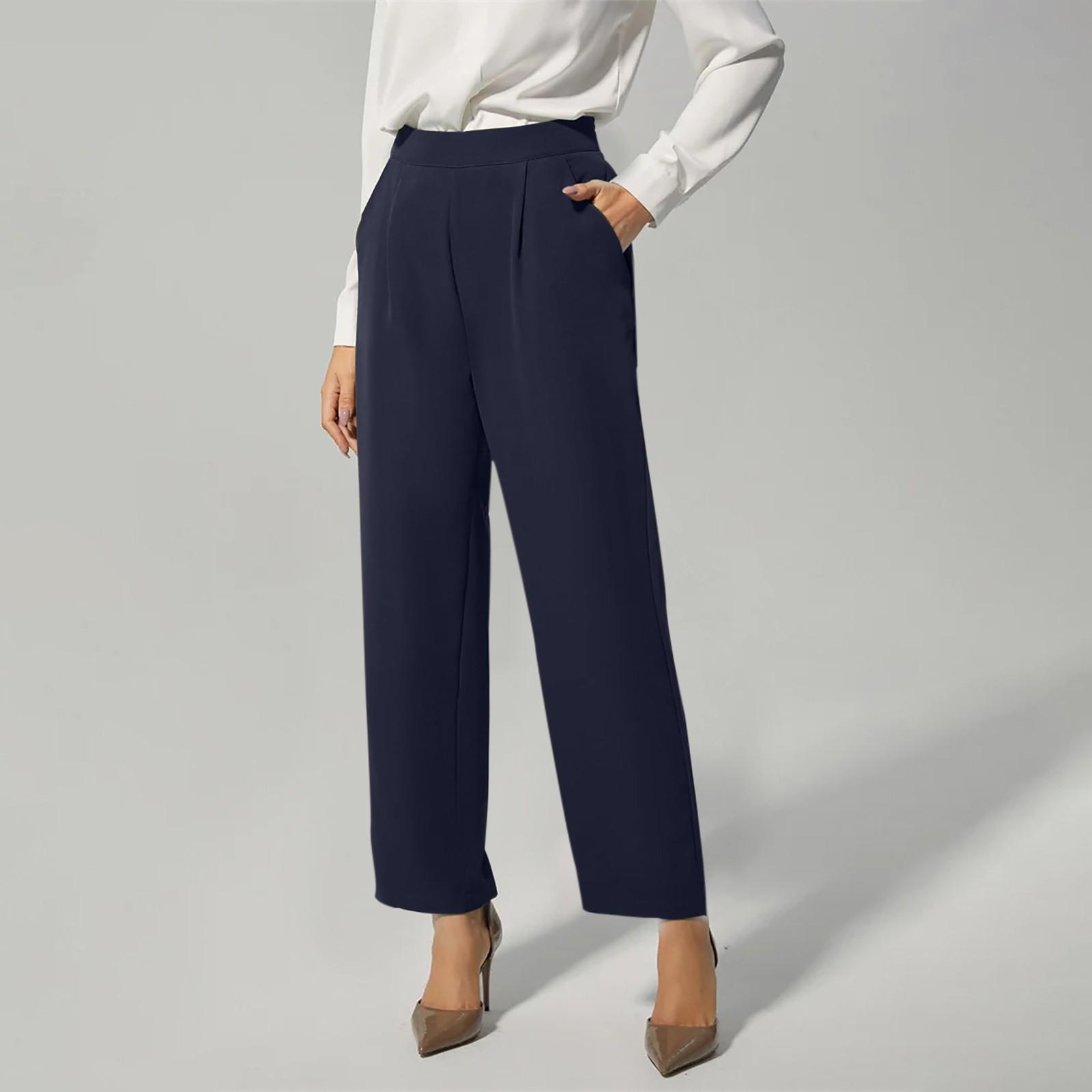 

Womens Stretch Leggings Fitness With Pockets Full Length Pants Casual Trousers S Темно-синій