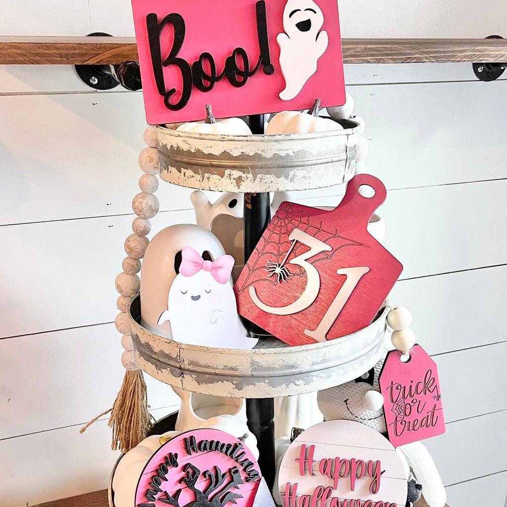 Halloween Film Characters Tray Decor Halloween Decorations Rustic Tiered Tray Decor For Home Table