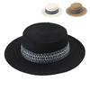 Sun Hat Sun Visor Hats Summer Hat Wide Brim Straw Boater Retro Pattern Outdoor Cap Flat Top Hat