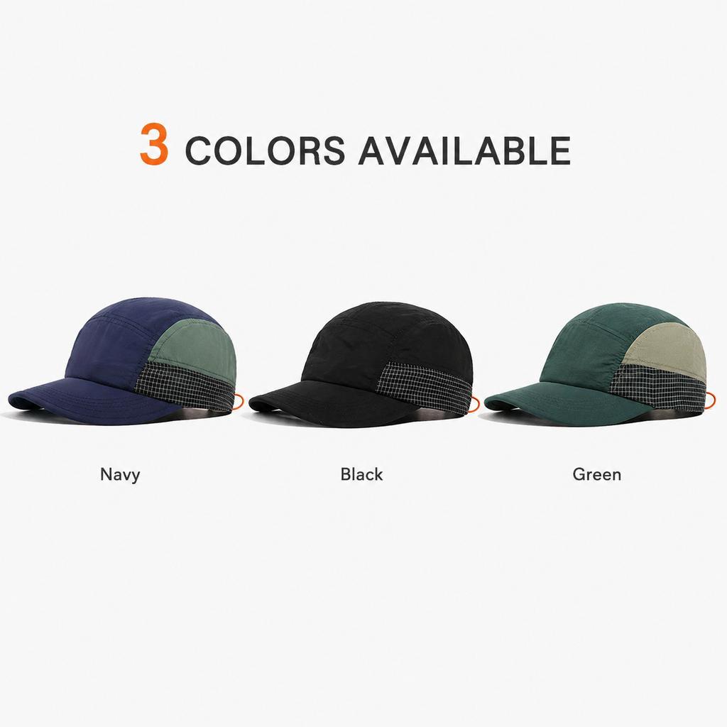 Quick Dry 5 Panel Cap Men Lightweight Running Hat Color Block Plaid Breathable Sports Baseball Cap Large Head Outdoor Cycling