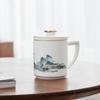 ANPOTO Ceramic Tea Cup with Lid and Infuser