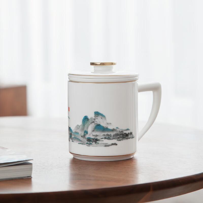 ANPOTO Ceramic Tea Cup with Lid and Infuser