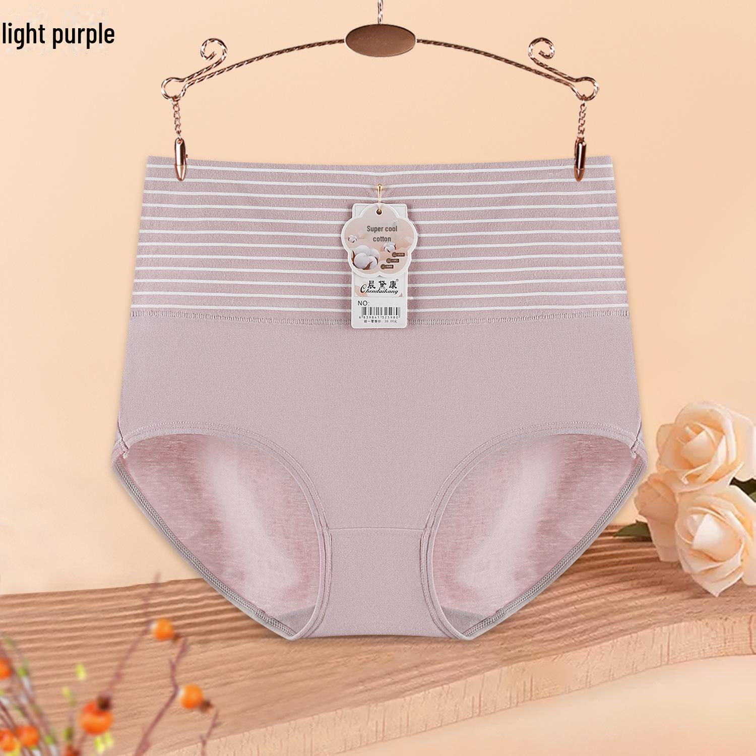 

Бесшовные хлопковые трусики с высокой талией для утягивания живота и ягодиц для женщин, большие размеры XL светло-фиолетовый