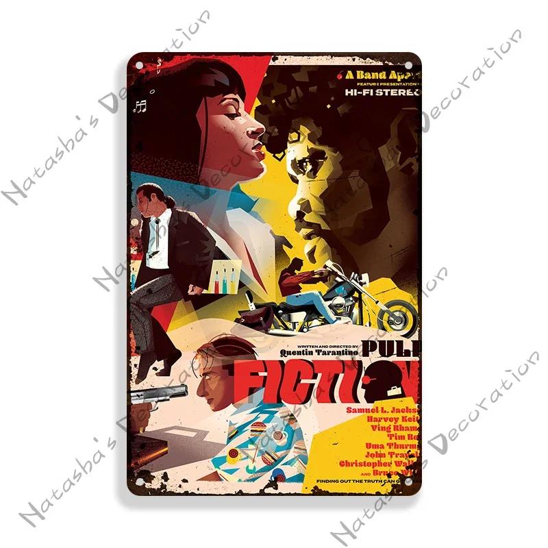 Pulp Fiction Rusty Movie Poster Metal Tin Sign Old Metal Signs Vintage Poster Man Cave Garage Metal Plaque Industrial Decor