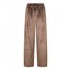 Womens/Ladies Velour Wide Leg Trousers