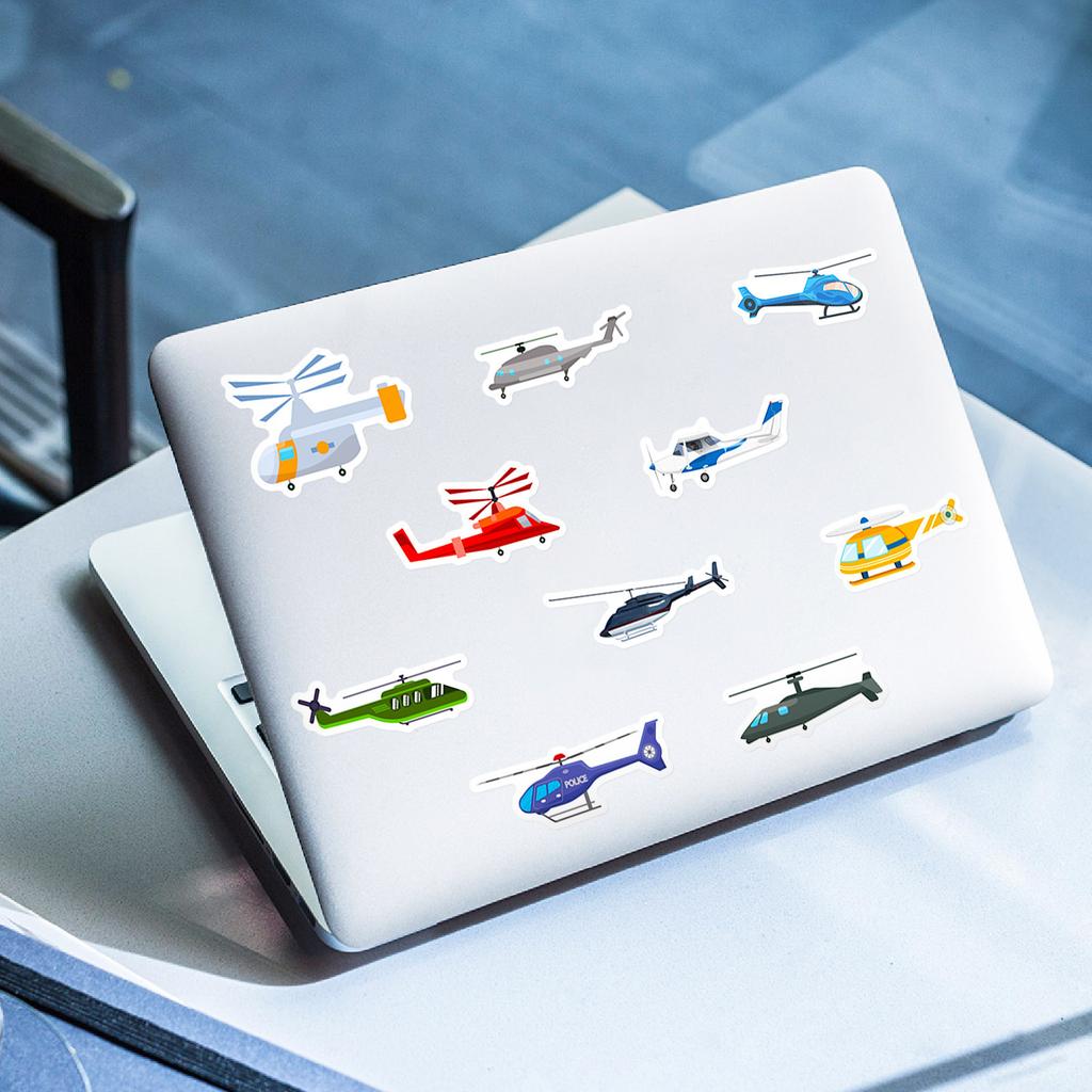 50Pcs Helicopter Stickers Waterproof Reusable DIY Decals for Phone Case Laptop Luggage