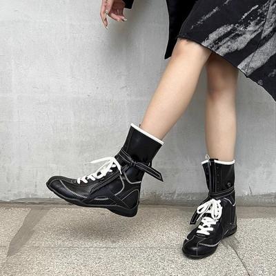 Mode 2025 Marke Damen Schuhe Wadenhoch Damenstiefel Mode Seitenreißverschluss Moderne Stiefel Damen Neu Gürtelschnalle Schnürschuhe für Damen