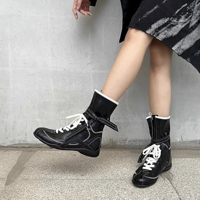 Fashion 2025 Brand Ladies Shoes Mid-Calf Women's Boots Fashion Side Zipper Modern Boots Women New Belt Buckle Lace-up Shoes for Women