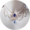 Elegant Black Layered Necklace Vintage Imitation Pearl Necklaces Gothic Victorian Lolita Costume Necklaces for Bridal Wedding